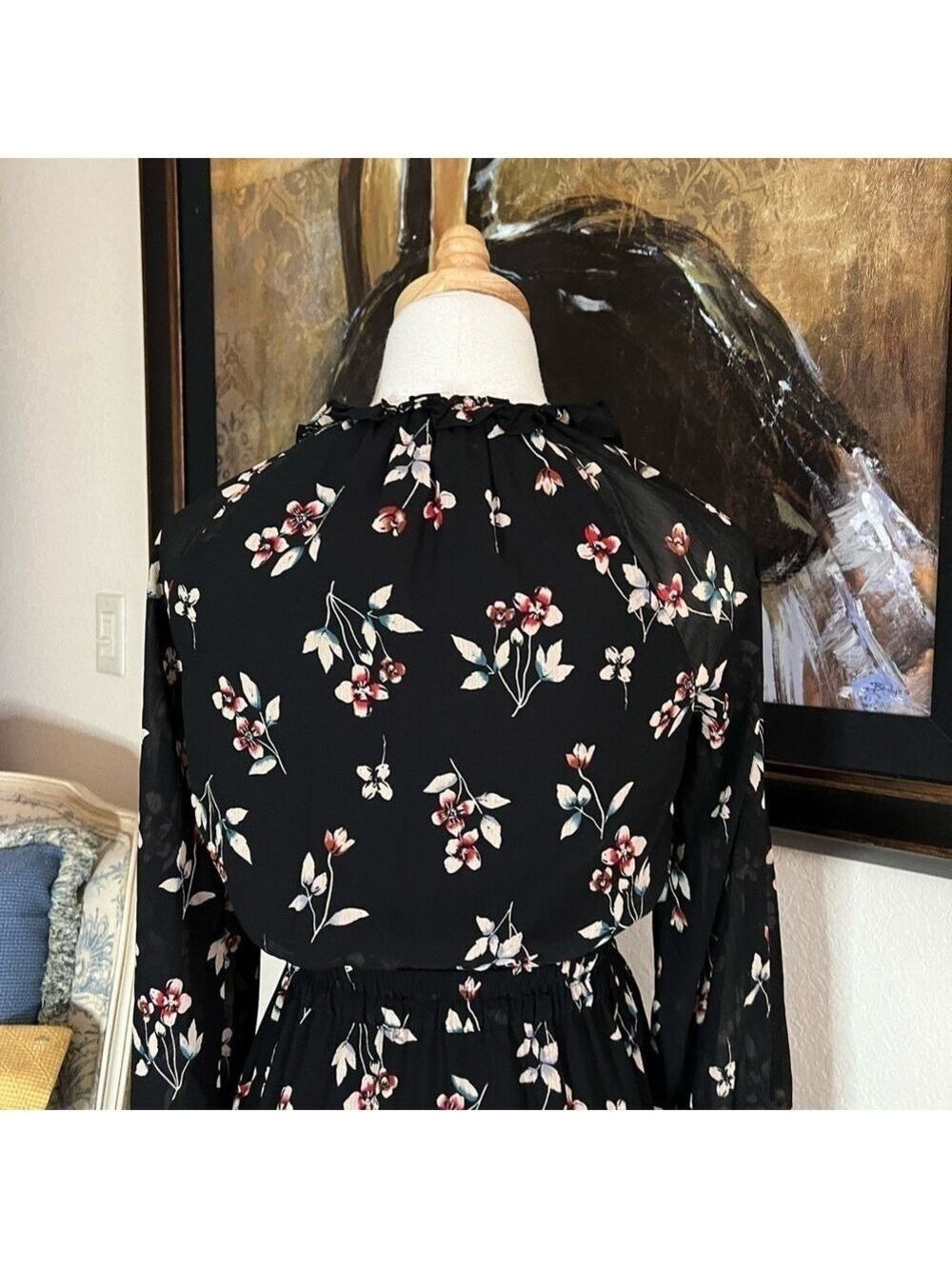 NWOT Madewell Floral Maxi Dress Black Size XS - Picture 10 of 11